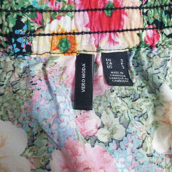 Vero Moda Floral A Line Skirt S Multicolor Flowers Viscos Stretch 26 In Elastic - Picture 3 of 5